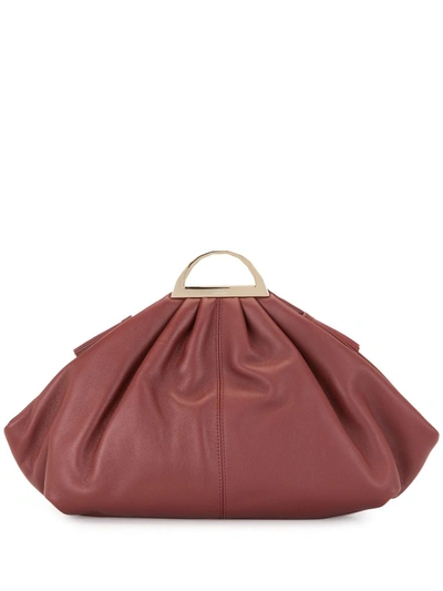 The Volon Bordeaux Leather Clutch Bag In Red