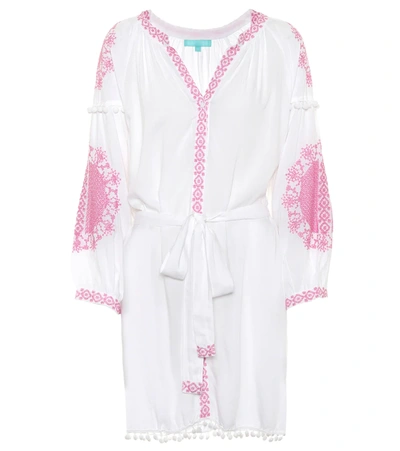 Melissa Odabash Womens White Lilac Cathy Embroidered Cotton And Linen-blend Kaftan Xs
