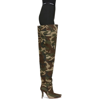 Vetements Camo Canvas Over-the-knee Boots In Green Camo