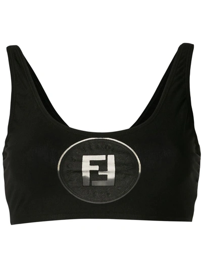 Pre-owned Fendi 1990s Sheer Logo Bikini Top In Black
