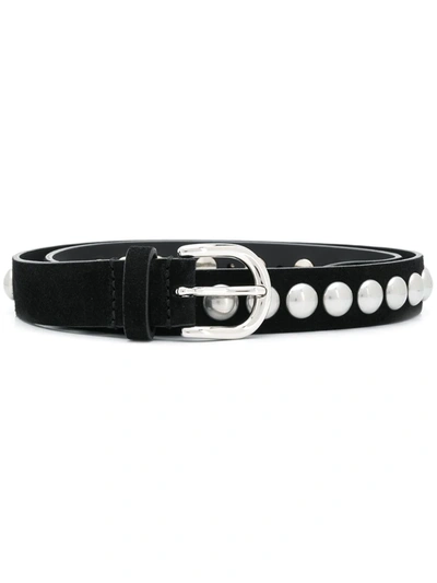 Isabel Marant Zap Slim Studded Leather Belt In Black