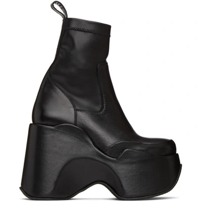 Marques' Almeida Square-toe Leather Platform Ankle Boots In Black