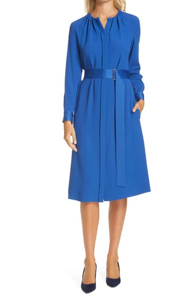 long blue dress with split Fabulous Long Navy Blue A-line Off-the-shoulder Prom Dresses With Split Online main image 1