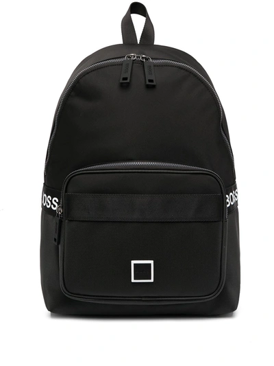 Hugo Boss Logo Patch Backpack In Black