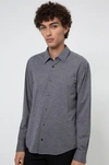 Hugo Ermo Melange Stretch Jersey Regular Fit Performance Button Up Shirt In Dark Grey