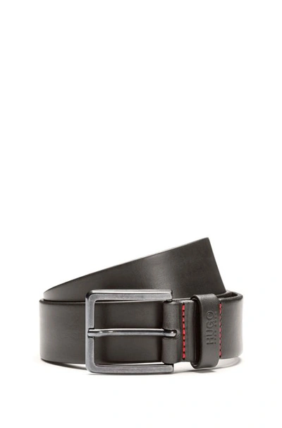 Hugo Boss - Leather Belt With Matte Gunmetal Hardware - Dark Grey In Dark Grey