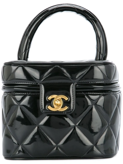 Pre-owned Chanel 1995 Quilted Cc Vanity Bag In Black