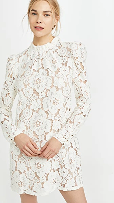 Wayf Emma Puff Sleeve Lace Dress In Ivory