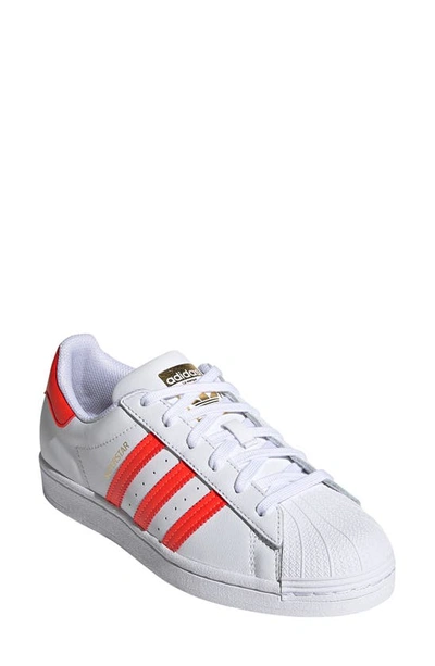Adidas Originals Superstar Sneaker In White/ Signal Pink/ Purple