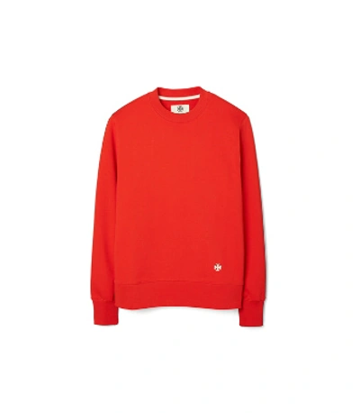 Tory Sport Relaxed French Terry Crew In Red