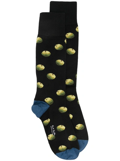 Paul Smith Intarsia Apple Socks In Black