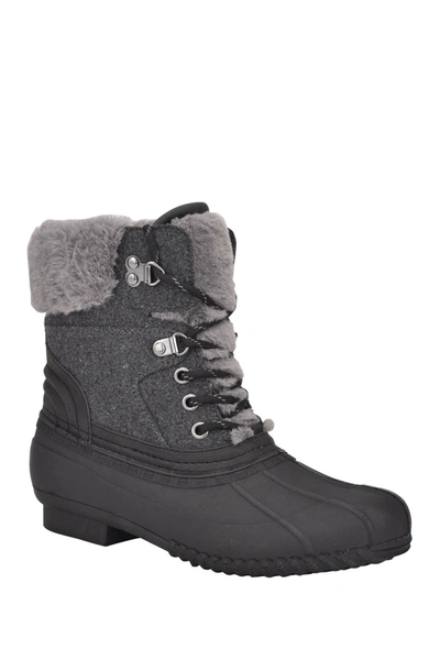 Tommy Hilfiger Women's Rainah Duck Booties Women's Shoes In Gray Manmade/polyester Faux Shearling