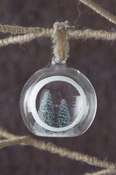 Anthropologie Evergreen Tree Globe Ornament In Silver
