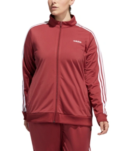 Adidas Originals Adidas Women's Plus Size Essential 3-stripe Tricot Track Jacket In Legacy Red
