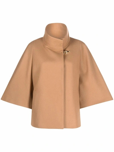 Fay Wide Sleeves Short Coat In Beige In Cammello