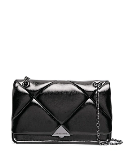 Emporio Armani Diamond-quilted Cross-body Bag In Black