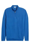 Peter Millar Comfort Interlock Quarter Zip Pullover In York Blue