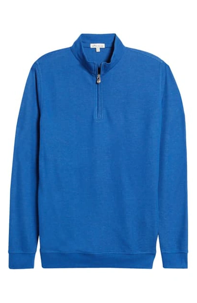 Peter Millar Comfort Interlock Quarter Zip Pullover In York Blue