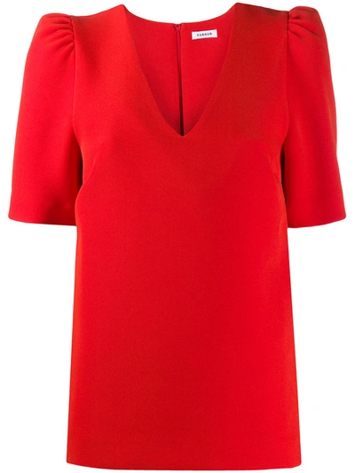 P.a.r.o.s.h Puff-shoulder Satin Blouse In Red