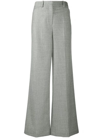 Theory High-rise Wide-leg Trousers In Grey
