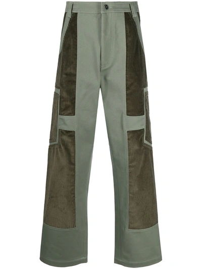 Jacquemus Patchwork Straight Cotton Trousers In Green