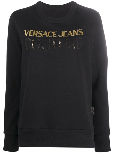 Versace Jeans Couture Logo Print Long-sleeved T-shirt In Black