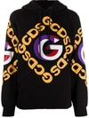 Gcds Logo Print Cotton Hoodie In Black