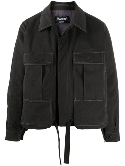 Jacquemus Contrast Stitching Padded Jacket In Grey