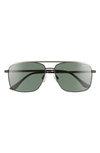 Quay Poster Boy 60mm Polarized Square Sunglasses In Matte Gold Black/ Green