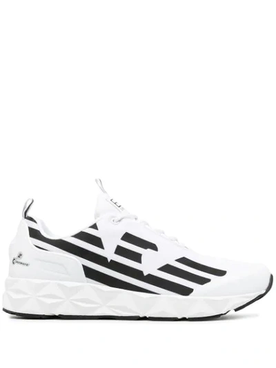 Ea7 Two-tone Lace-up Trainers In White