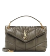 Saint Laurent Loulou Puffer Small Monogram Leather Shoulder Bag In Green