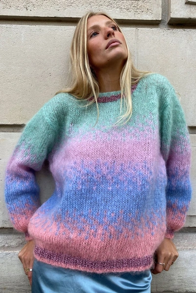 Rose Carmine Tye Dye Blush Combination Sweater In Multi