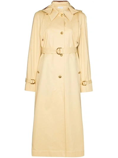 Wales Bonner Lloyd Hooded Trench Coat In Yellow