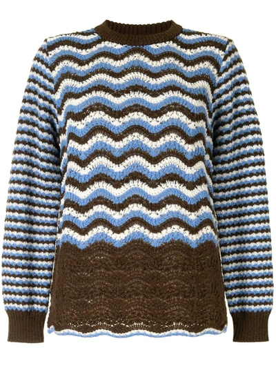 Coohem Retro Wave Knit Jumper In Brown