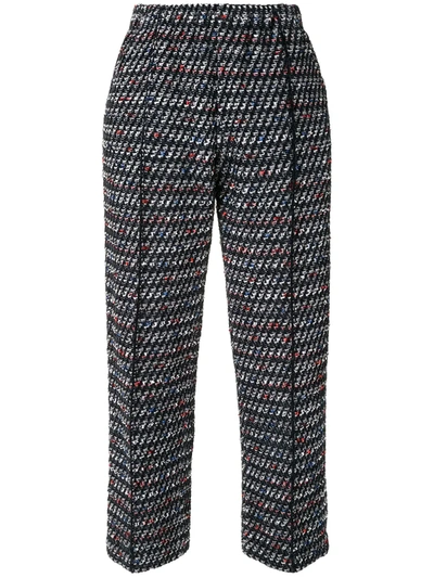 Coohem Cropped Tweed Trousers In Blue