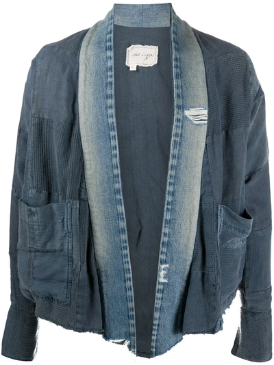 Greg Lauren Deconstructed Denim Jacket In Blue