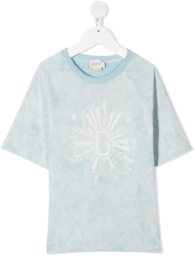 Gucci Kids' Logo-print T-shirt In Blue