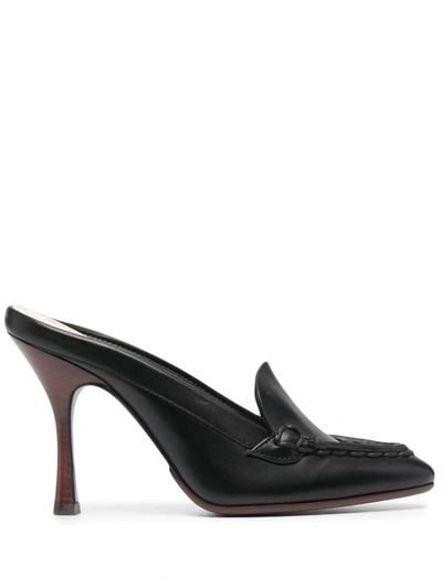 Tod's Hand-stitched Loafer-style Mules In Black