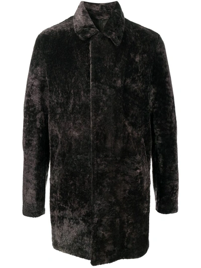 Yves Salomon Long-sleeve Shearling Coat In Grey