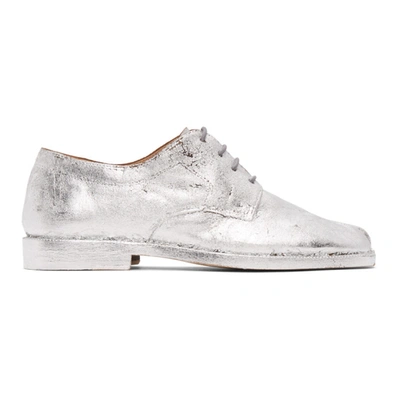 Maison Margiela Silver Painted Tabi Derbys In White