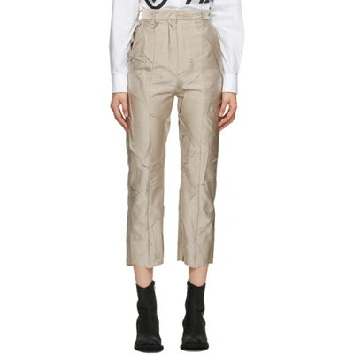 Mm6 Maison Margiela Beige Crushed Taffeta Trousers In 115 Beige