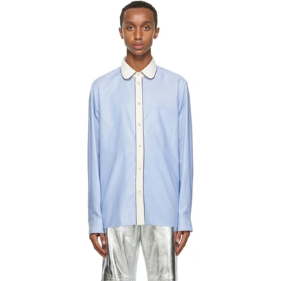 Gucci Round-collar Oxford Cotton Shirt In 4452 Sky Bl