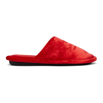 Balenciaga Red Velvet Home Loafers In 6501 Red