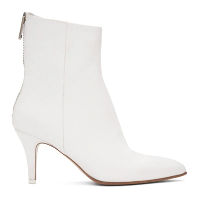 Mm6 Maison Margiela White Distressed Heeled Boots In T1003 White