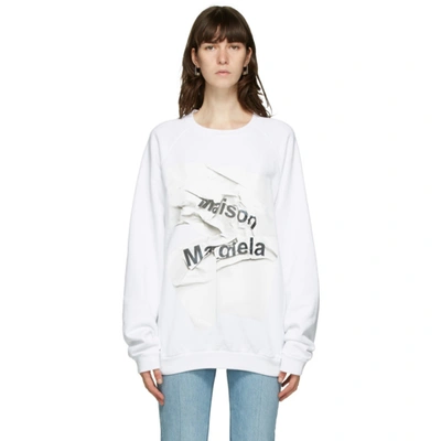 Maison Margiela Logo Print Cotton Sweatshirt In 100 White