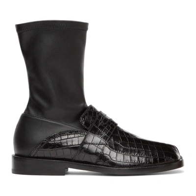 Maison Margiela Black Croc Loafer Tabi Boot In T8013 Black