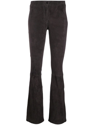 Arma Suede Flared-leg Trousers In Grey