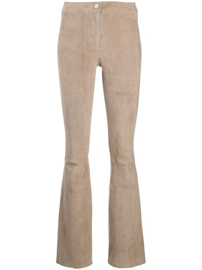 Arma Bootcut Suede Trousers In Neutrals