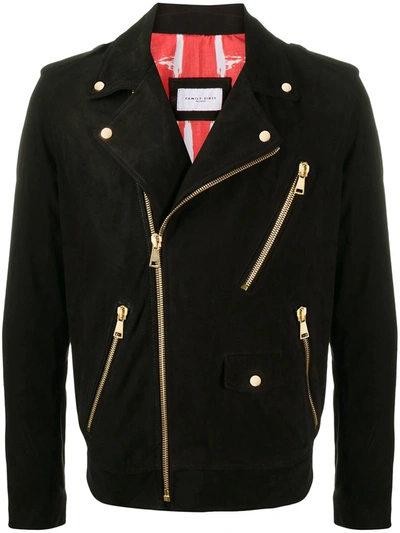 Family First Suede-effect Biker Jacket In Black