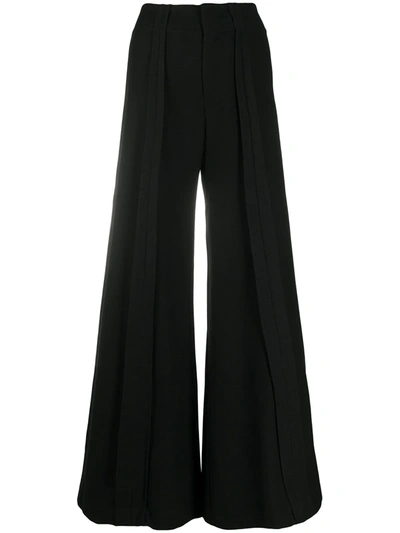 Andrea Ya'aqov Wide Leg Wool Trousers In Black